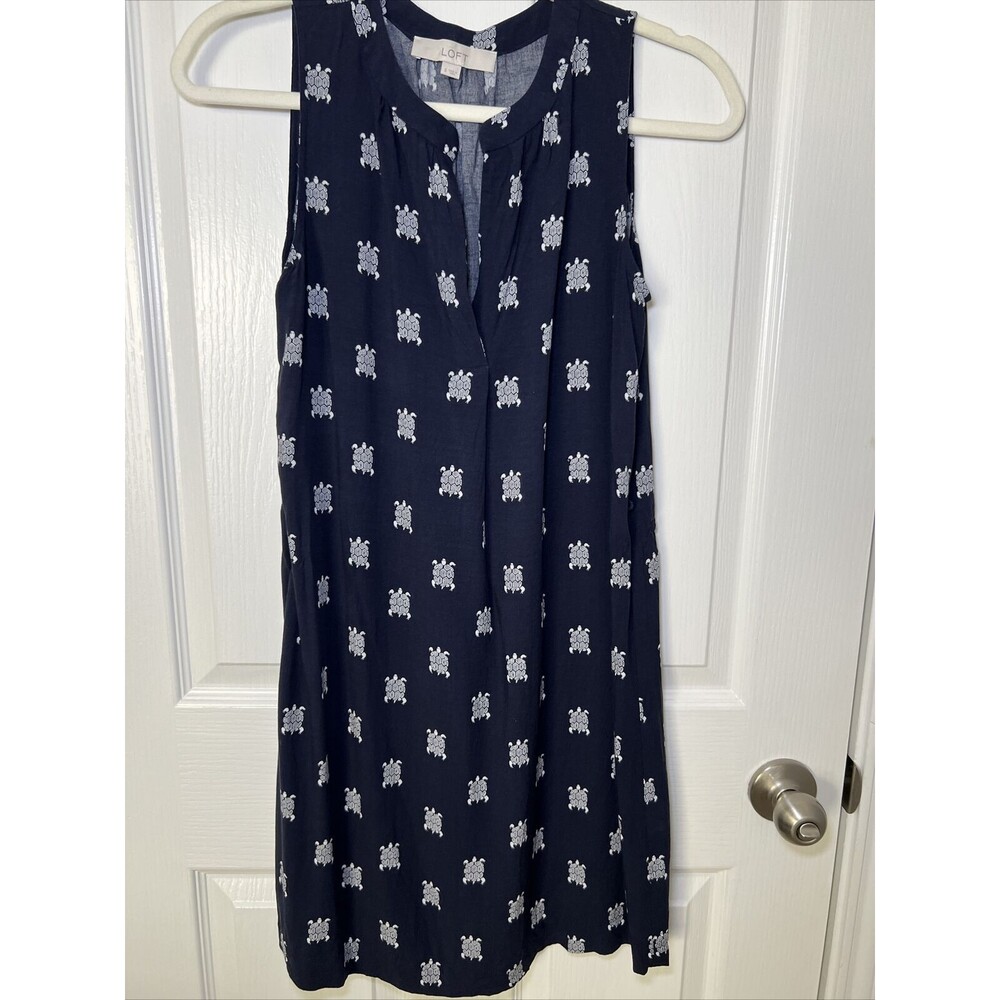 Loft Shift Sea Turtle Novelty Print Dress Swim Cover Up Size XS All Over No Belt